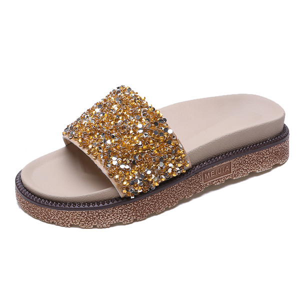 Papuci de dama eleganti cu pietre in doua culori