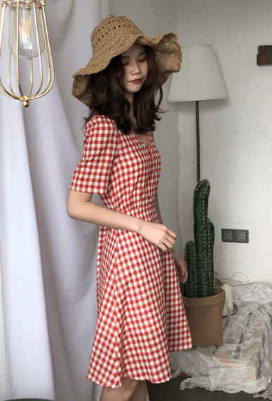 Alkalmi női kockás ruha két színben