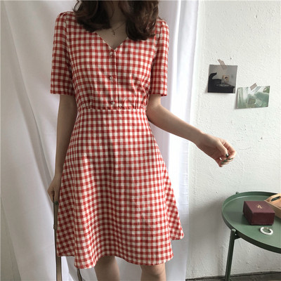 Alkalmi női kockás ruha két színben