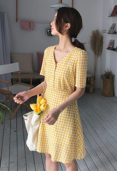 Alkalmi női kockás ruha két színben