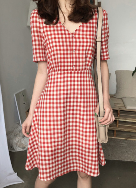 Alkalmi női kockás ruha két színben