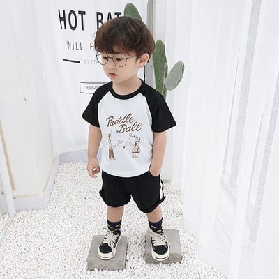 Tricou pentru copii pentru baieti in trei culori cu aplicatie si maneci scurte