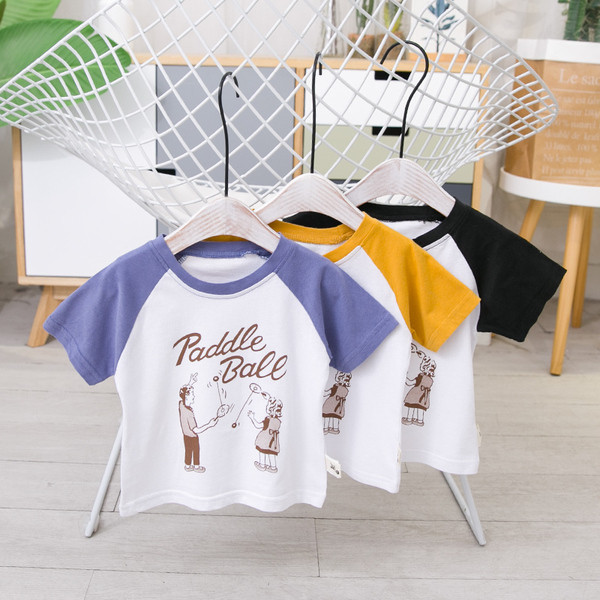 Tricou pentru copii pentru baieti in trei culori cu aplicatie si maneci scurte