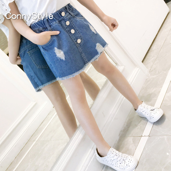 Modern gyerekszoknya-nadrág lányoknak szakadt motívumokkal