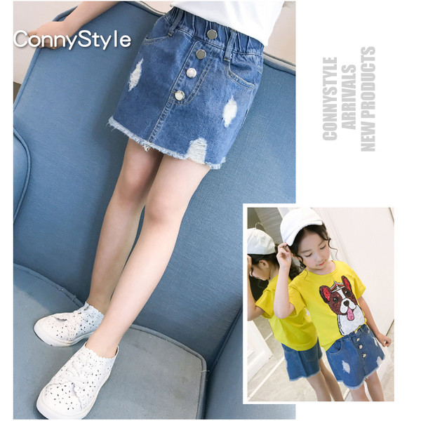 Modern gyerekszoknya-nadrág lányoknak szakadt motívumokkal