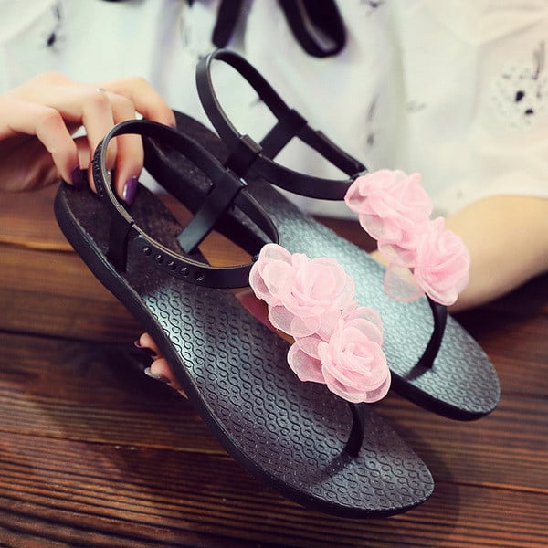 Sandale casual dama cu element 3D in mai multe culori