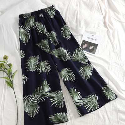 Καθημερινά γυναικεία παντελόνια με floral μοτίβο και ψηλή μέση