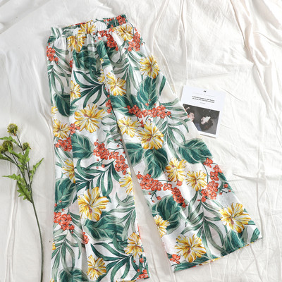 Καθημερινά γυναικεία παντελόνια με floral μοτίβο και ψηλή μέση