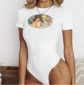 Body de dama zilnic in alb si negru cu aplicatie