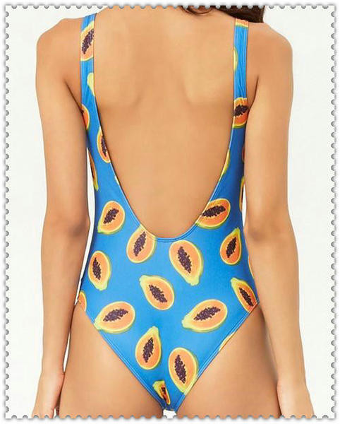 Costum de baie intreg dama cu aplicatie albastra