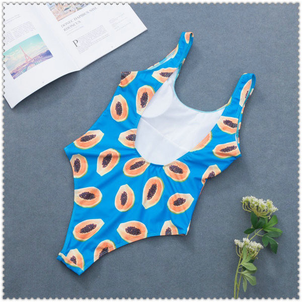 Costum de baie intreg dama cu aplicatie albastra