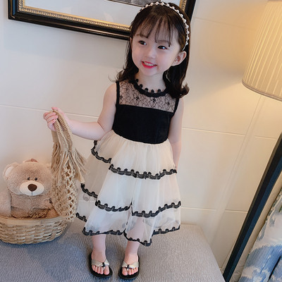 Модерна детска рокля с О-образно деколте за момичета