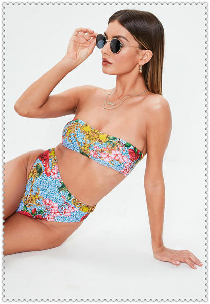 Costum de baie dama cu model floral - doua modele