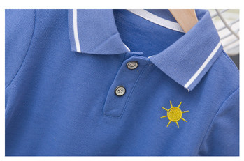 Παιδικό μπλουζάκι σε τρία χρώματα με κολάρο και κεντήματα για αγόρια