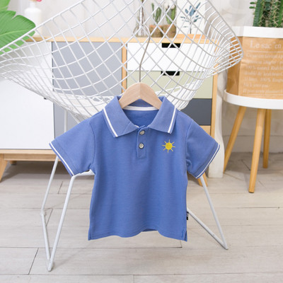 Gyermek póló három színben gallérral és hímzéssel - fiúknak