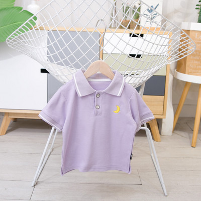 Gyermek póló három színben gallérral és hímzéssel - fiúknak