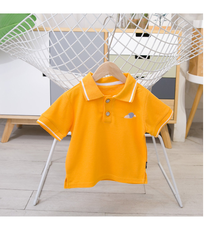 Gyermek póló három színben gallérral és hímzéssel - fiúknak