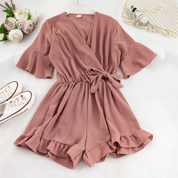 Modern női jumpsuit rövid ujjú több színben