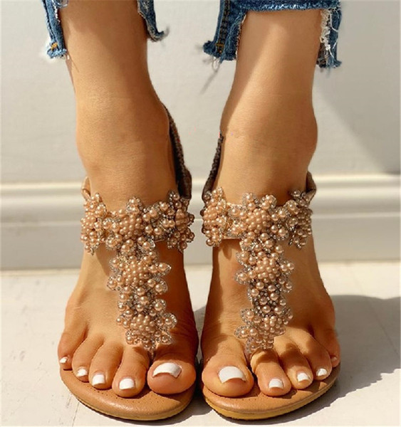 Alkalmi női szandál gyöngyökkel több színben