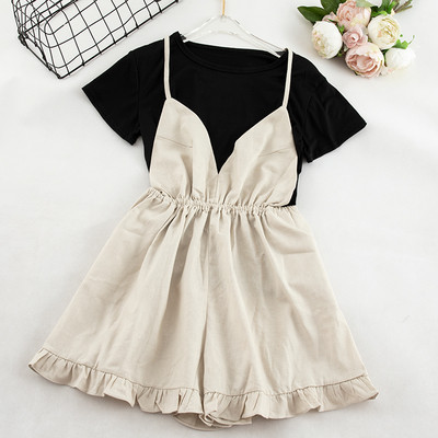 Salopeta de dama eleganta cu bretele subtiri si decolteu in V in mai multe culori