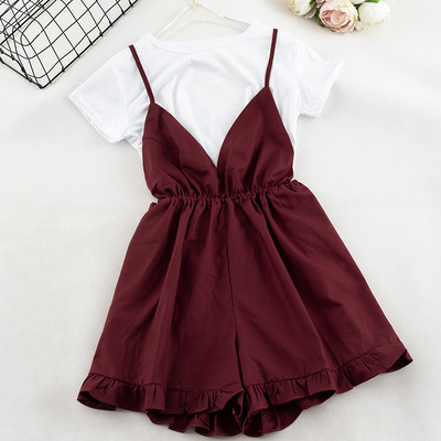 Salopeta de dama eleganta cu bretele subtiri si decolteu in V in mai multe culori