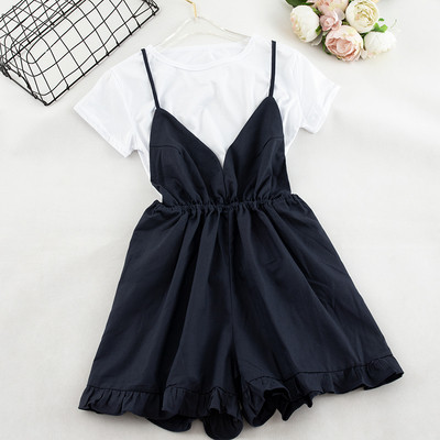 Salopeta de dama eleganta cu bretele subtiri si decolteu in V in mai multe culori