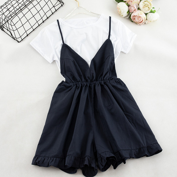 Salopeta de dama eleganta cu bretele subtiri si decolteu in V in mai multe culori