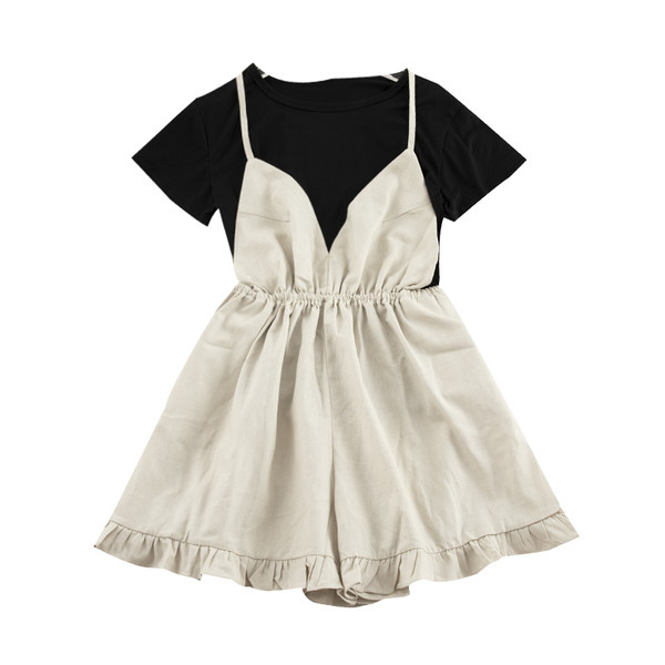 Salopeta de dama eleganta cu bretele subtiri si decolteu in V in mai multe culori