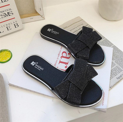 Casual γυναικείες παντόφλες με πέτρες και κορδέλα σε τρία χρώματα