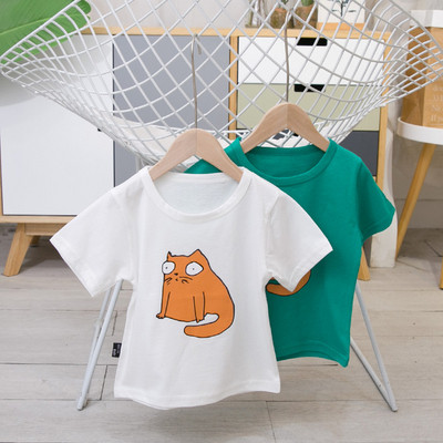 Ежедневна детска тениска за момчета в два цвята с О-образно деколте