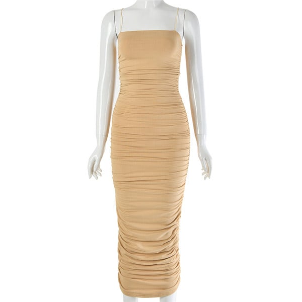 Modern női ruha vékony pántokkal több színben Slim-modell