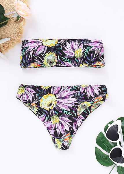 Virágmintás női fürdőruha két részből
