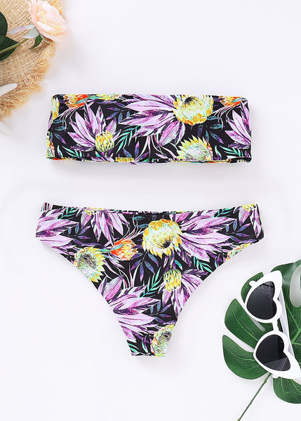 Virágmintás női fürdőruha két részből