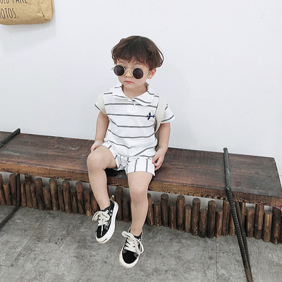 Csíkos gyerek szett fiú blúzhoz és nadrághoz két színben