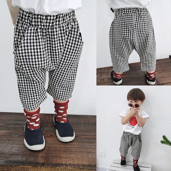 Új modell kockás gyerek nadrág fiúknak