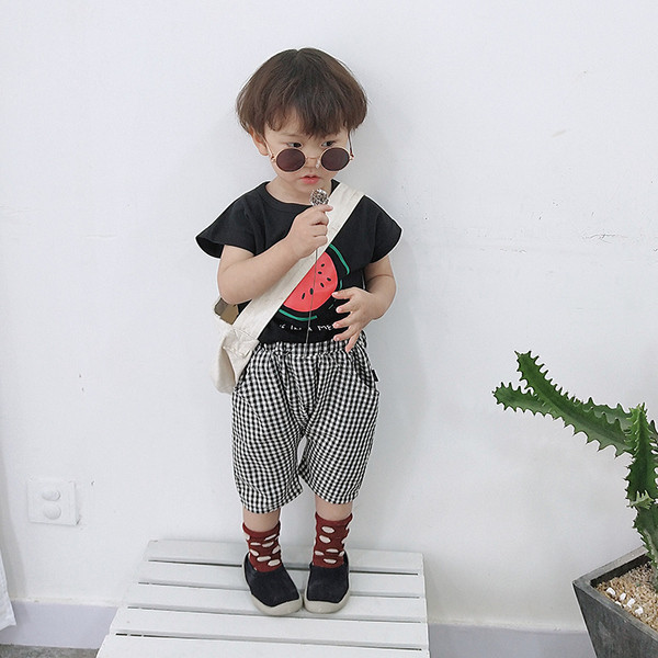 Új modell kockás gyerek nadrág fiúknak