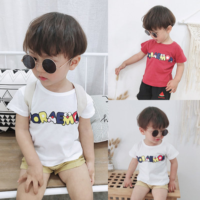 Стилна детска тениска за момчета в бял и червен цвят