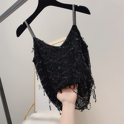 Flitterdíszítésű női felső, három színben