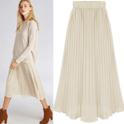 Aktuális női redős szoknya gumírozott derékkal több színben