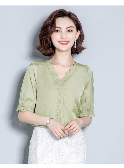 Modern női ing 3/4-es ujjal és V-nyakkal, három színben