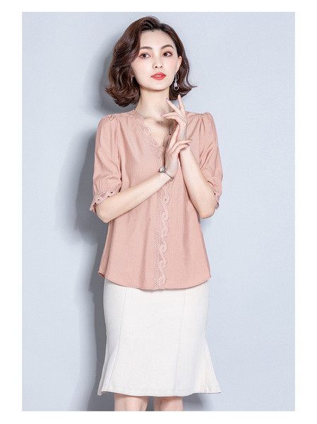 Modern női ing 3/4-es ujjal és V-nyakkal, három színben