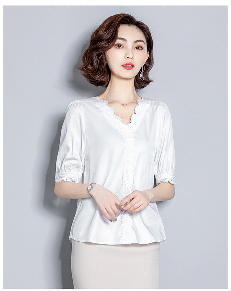 Modern női ing 3/4-es ujjal és V-nyakkal, három színben