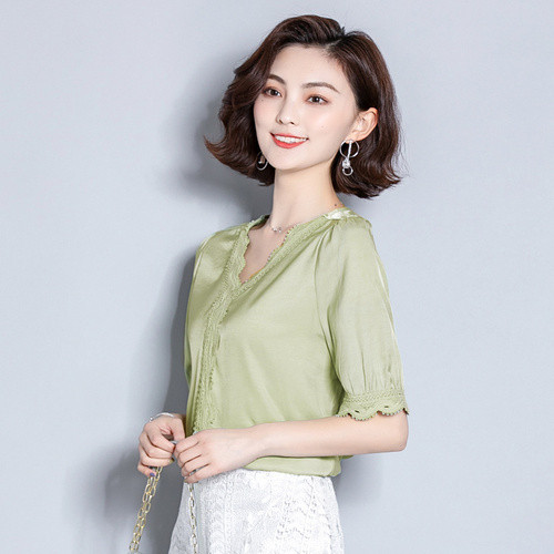 Modern női ing 3/4-es ujjal és V-nyakkal, három színben