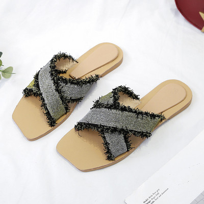 Papuci de dama moderni in trei culori cu talpa plata