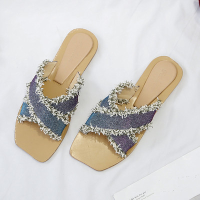 Papuci de dama moderni in trei culori cu talpa plata