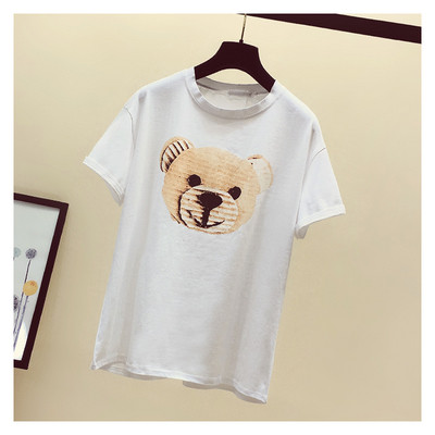 Női alkalmi póló széles modell fehér és zöld rátéttel