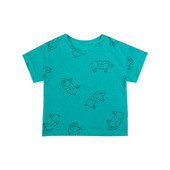 Zöld színű, O-nyakú gyerekpóló fiúknak