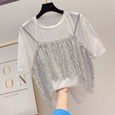 Aktuális női póló flitterekkel több színben