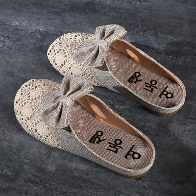 Alkalmi női papucs szalaggal két színben - lekerekített modell