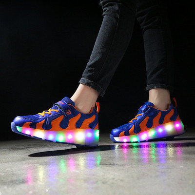 Világító roller tornacipő fiúknak fekete és kék színben